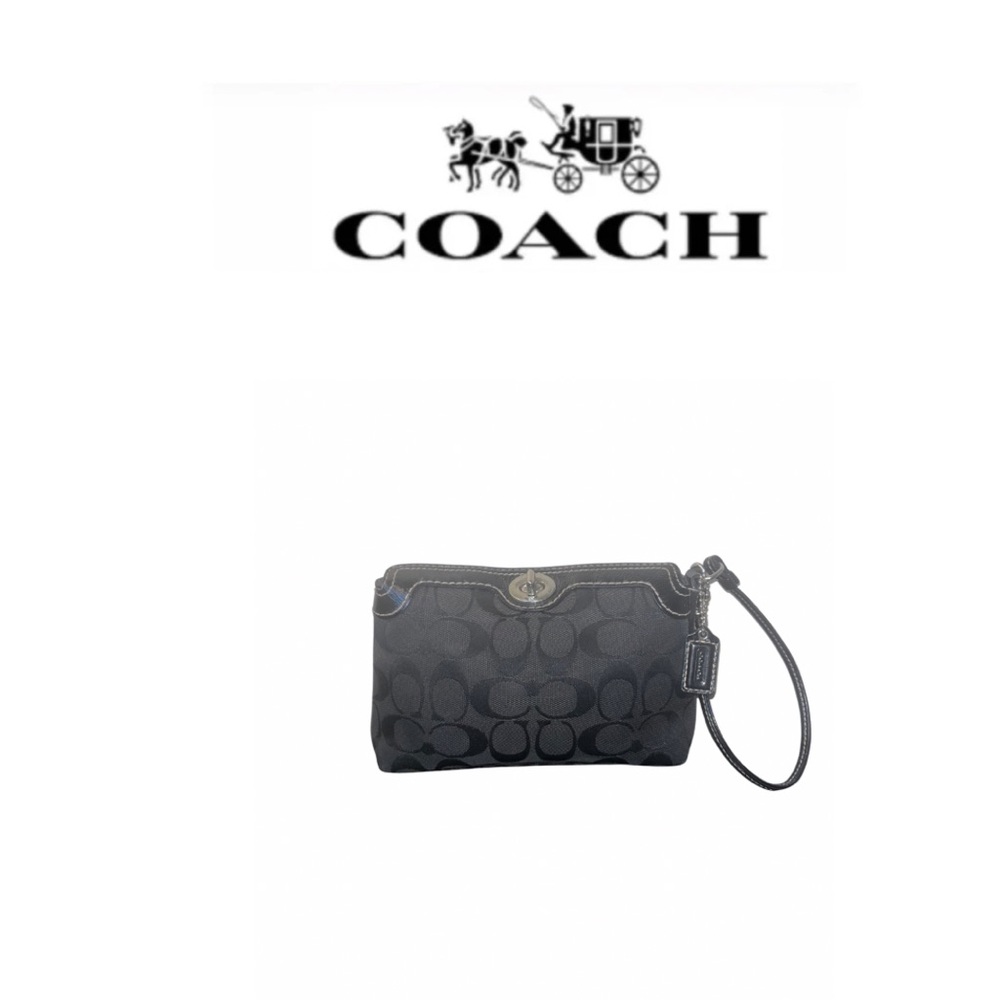 Coach Jacquard Black Top Turn Lock Wristlet